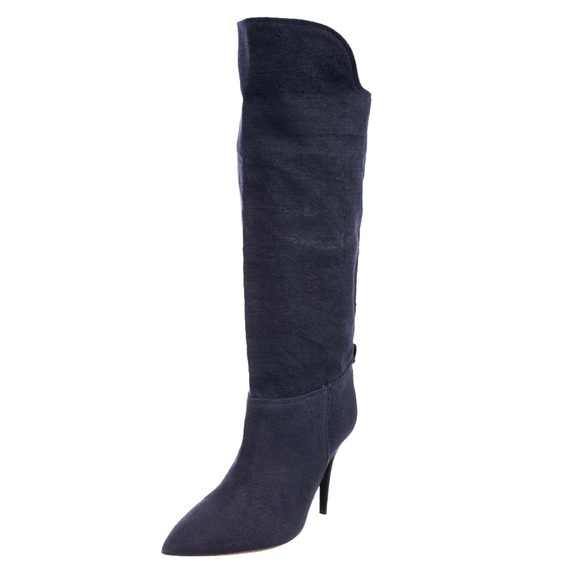 Isabel Marant Blue Canvas & Leather Heeled Boots - Picture 1 of 8